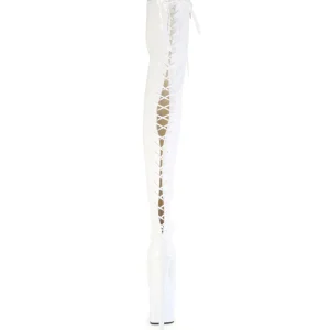 Verni 20 cm FLAMINGO-3850 bottes cuissardes à lacets blanc