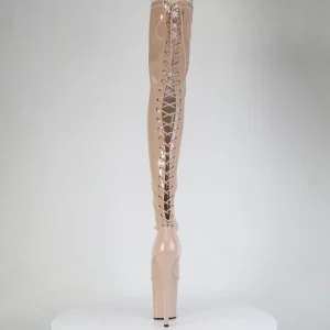 Verni 20 cm FLAMINGO-3850 bottes cuissardes à lacets beige