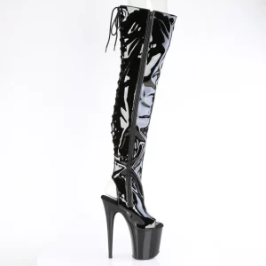Verni 20 cm FLAMINGO-3017 bottes cuissardes à lacets noirs