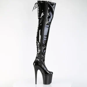 Verni 20 cm FLAMINGO-3850 bottes cuissardes à lacets noirs