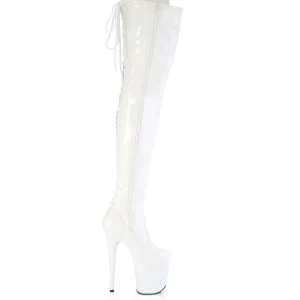 Verni 20 cm FLAMINGO-3850 bottes cuissardes à lacets blanc