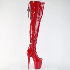 Verni 20 cm FLAMINGO-3850 bottes cuissardes à lacets rouge