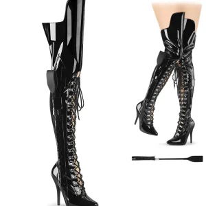 Verni 13 cm SEDUCE-3082 cuissardes pour homme et drag queens en noires
