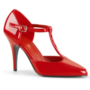 Verni 10 cm VANITY-415 escarpins à talon aiguille t-strap rouges