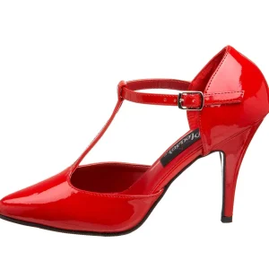 Verni 10 cm VANITY-415 escarpins à talon aiguille t-strap rouges