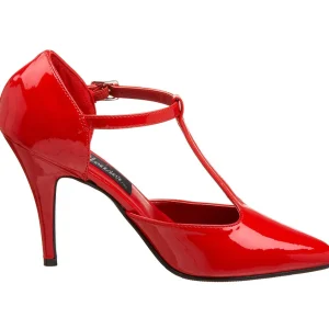 Verni 10 cm VANITY-415 escarpins à talon aiguille t-strap rouges