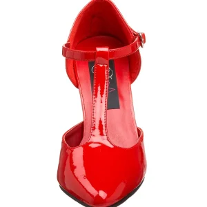 Verni 10 cm VANITY-415 escarpins à talon aiguille t-strap rouges