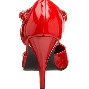 Verni 10 cm VANITY-415 escarpins à talon aiguille t-strap rouges