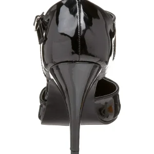 Verni 10 cm VANITY-415 escarpins à talon aiguille t-strap noires