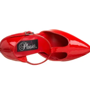 Verni 10 cm VANITY-415 escarpins à talon aiguille t-strap rouges