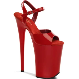 Verni rouge 23 cm INFINITY-909 talons très hauts - chaussures plateforme extrême