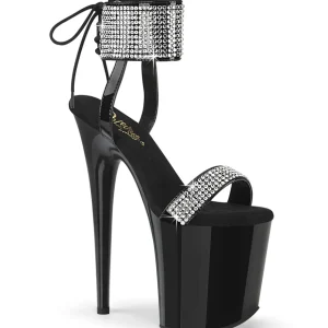 Verni strass 20 cm FLAMINGO-870 talon haut avec manchette de cheville