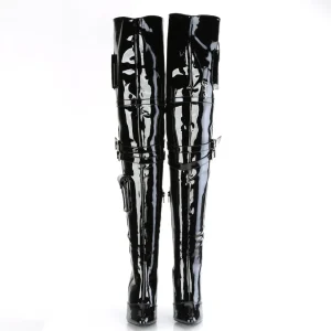 Vernis 13 cm SEDUCE-3019 bottes cuissardes femme talons hauts avec boucles
