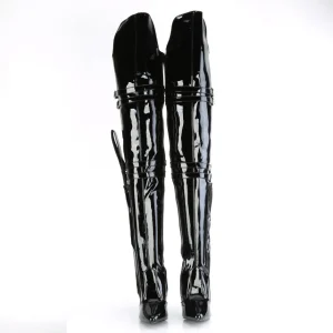 Vernis 13 cm SEDUCE-3080 bottes cuissardes femme talons hauts avec boucles